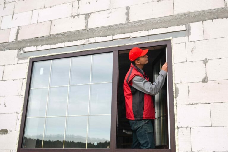Man installing window