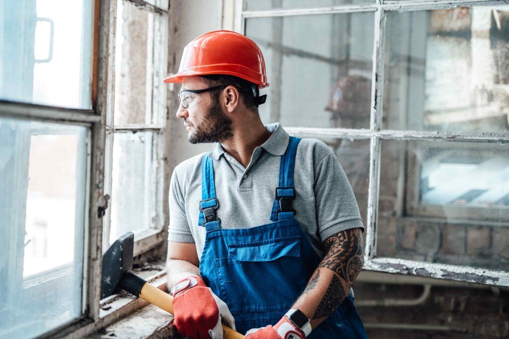Man working on a window installation
