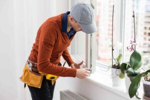Man working on an interior window replacement